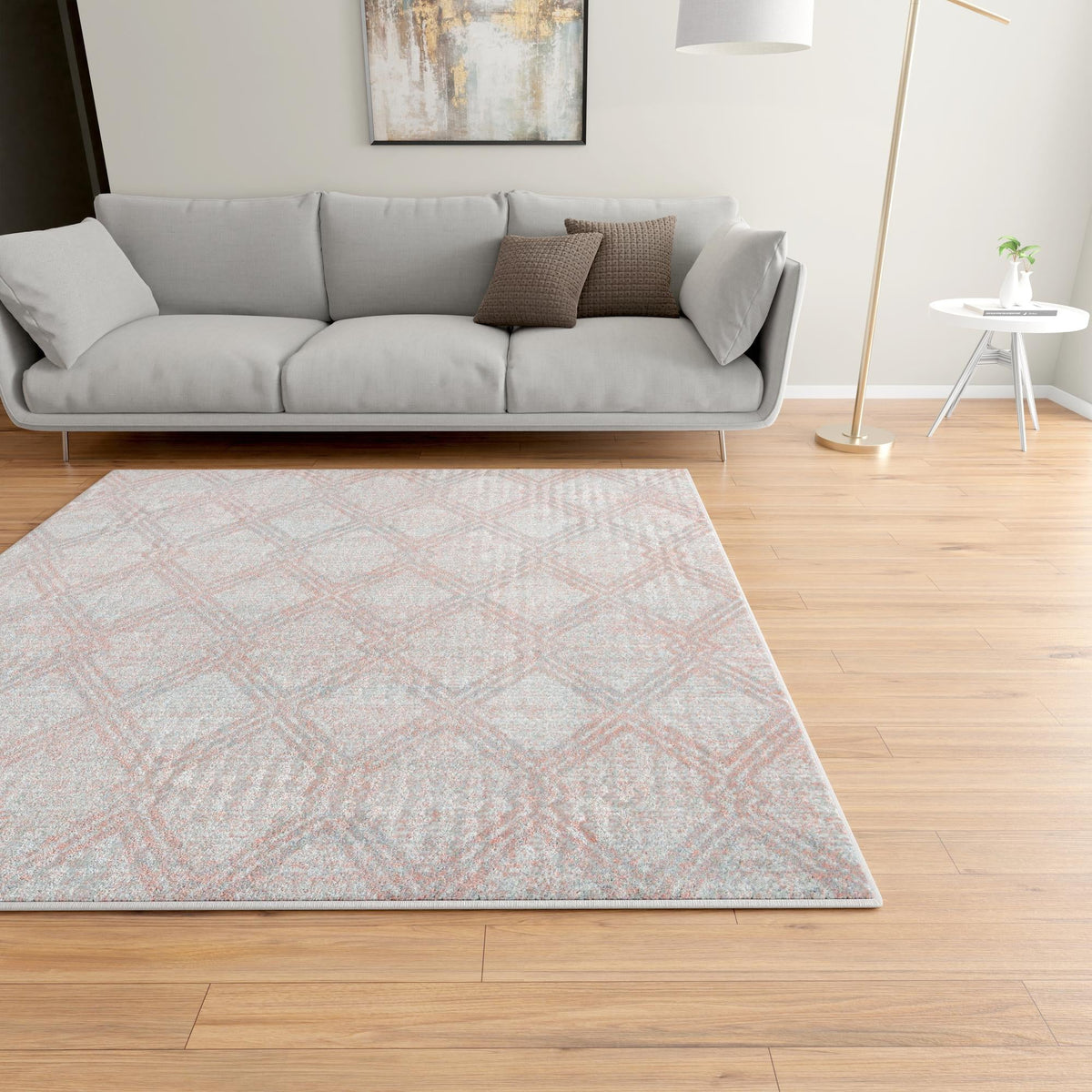 Aegean Elegance Washables Collection Area Rug -  Tinos Square Rose Pink  lifestyle 138