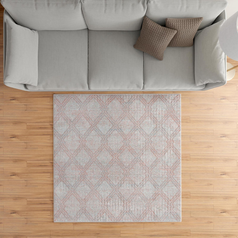 Aegean Elegance Washables Collection Area Rug -  Tinos Square Rose Pink  lifestyle 139