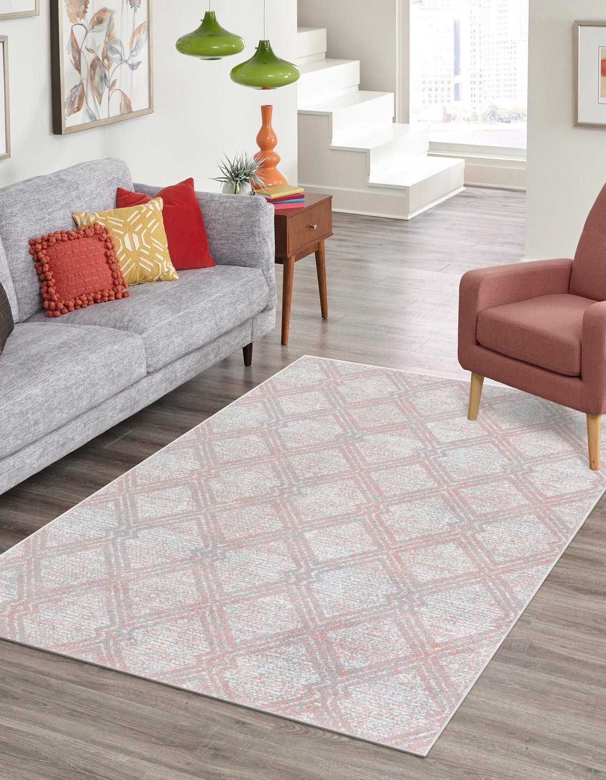 Aegean Elegance Washables Collection Area Rug -  Tinos Rectangle Rose Pink  lifestyle 6