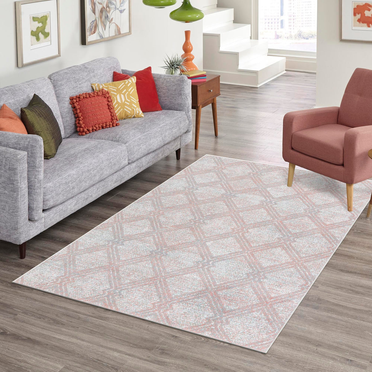 Aegean Elegance Washables Collection Area Rug -  Tinos Rectangle Rose Pink  lifestyle 42