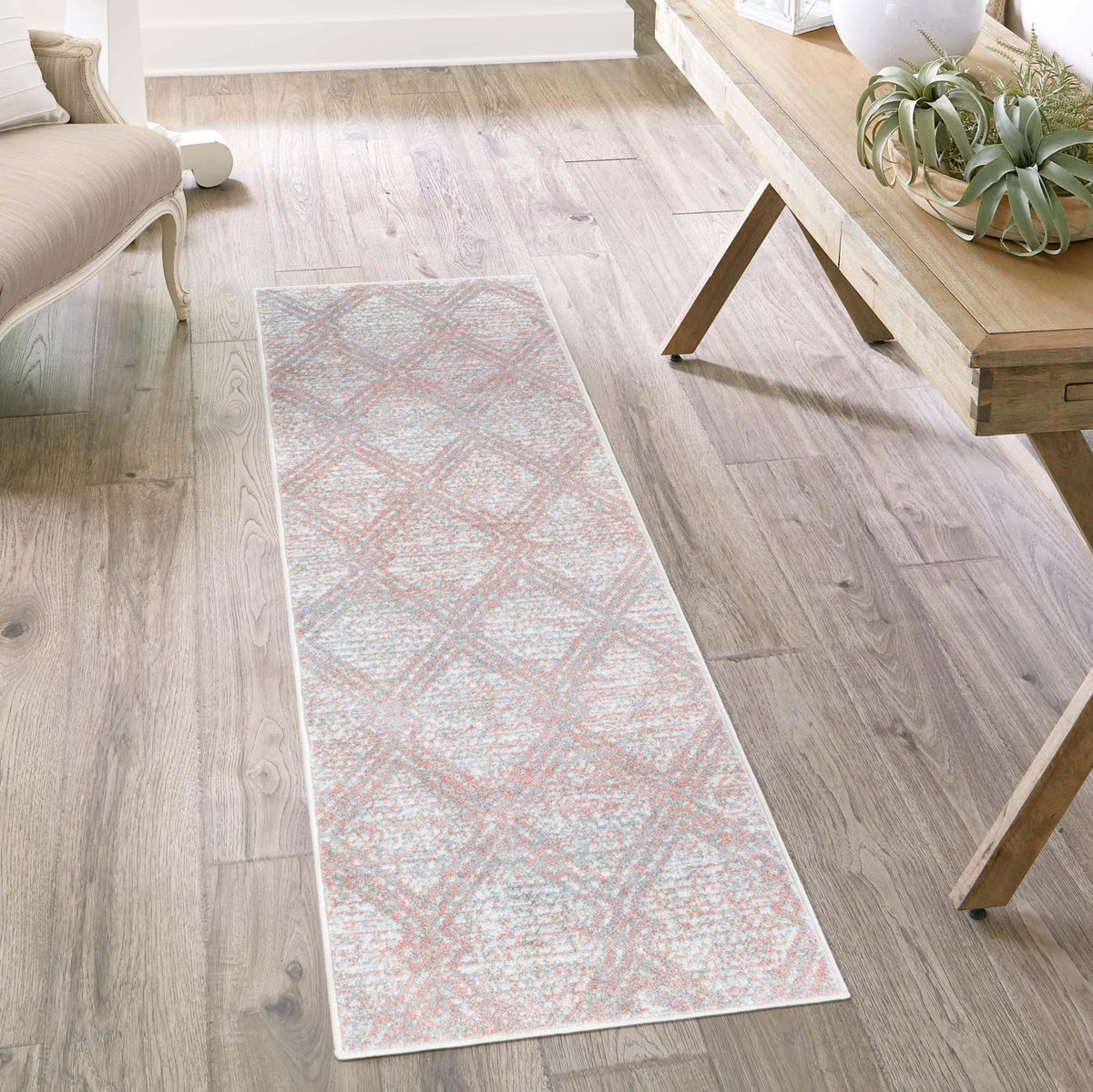 Aegean Elegance Washables Collection Area Rug -  Tinos Runner Rose Pink  lifestyle 131