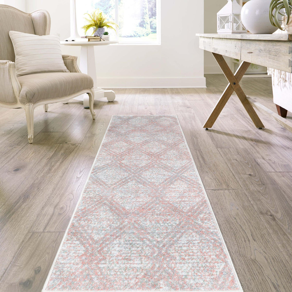 Aegean Elegance Washables Collection Area Rug -  Tinos Runner Rose Pink  lifestyle 137