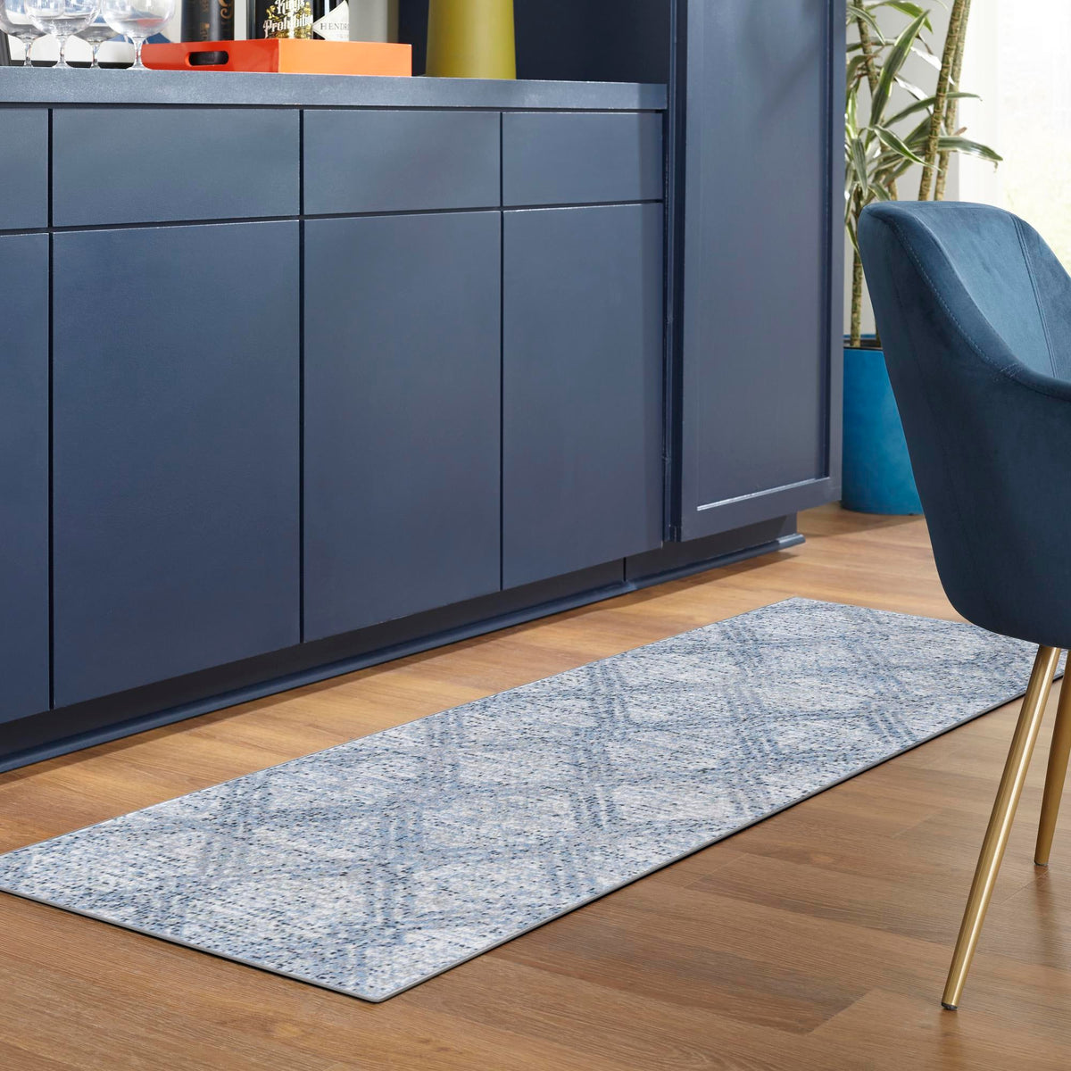 Aegean Elegance Washables Collection Area Rug -  Tinos Runner Blue  lifestyle 134