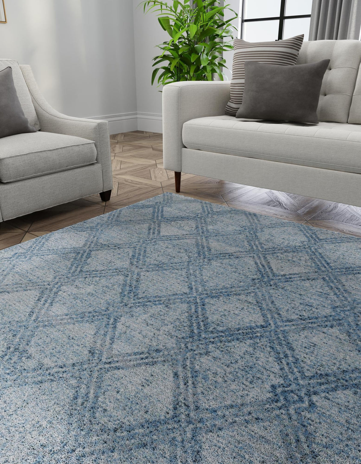 Aegean Elegance Washables Collection Area Rug -  Tinos Square Blue  lifestyle 72
