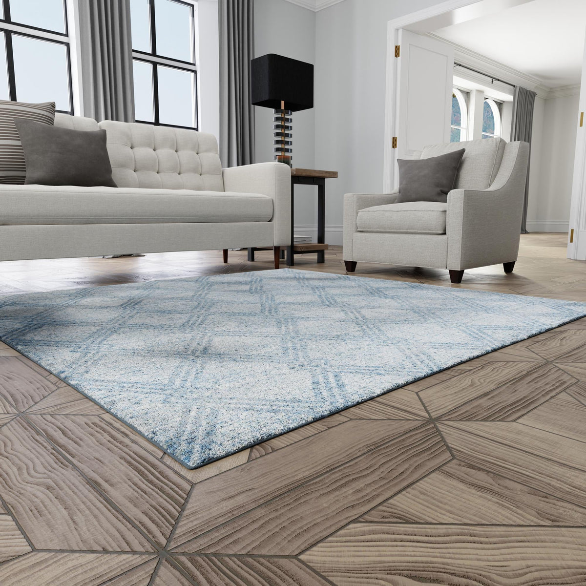 Aegean Elegance Washables Collection Area Rug -  Tinos Square Blue  lifestyle 99