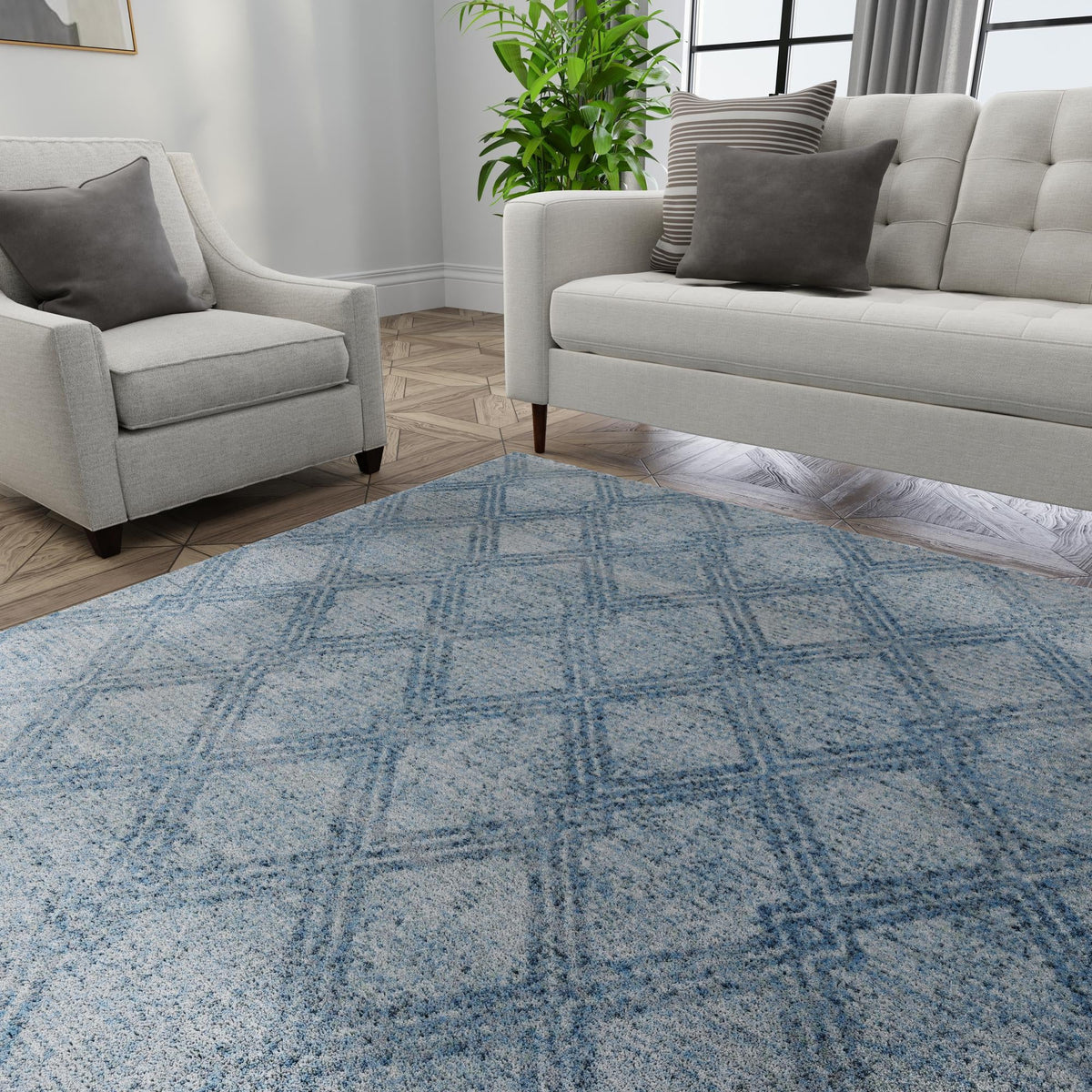 Aegean Elegance Washables Collection Area Rug -  Tinos Square Blue  lifestyle 102