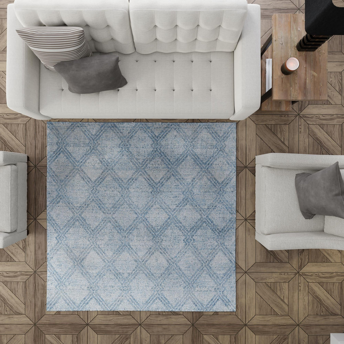 Aegean Elegance Washables Collection Area Rug -  Tinos Square Blue  lifestyle 105