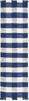 Sustainable Grid Indoor-Outdoor Oasis Collection Area Rug - Savannah Runner Navy Blue  lifestyle 70