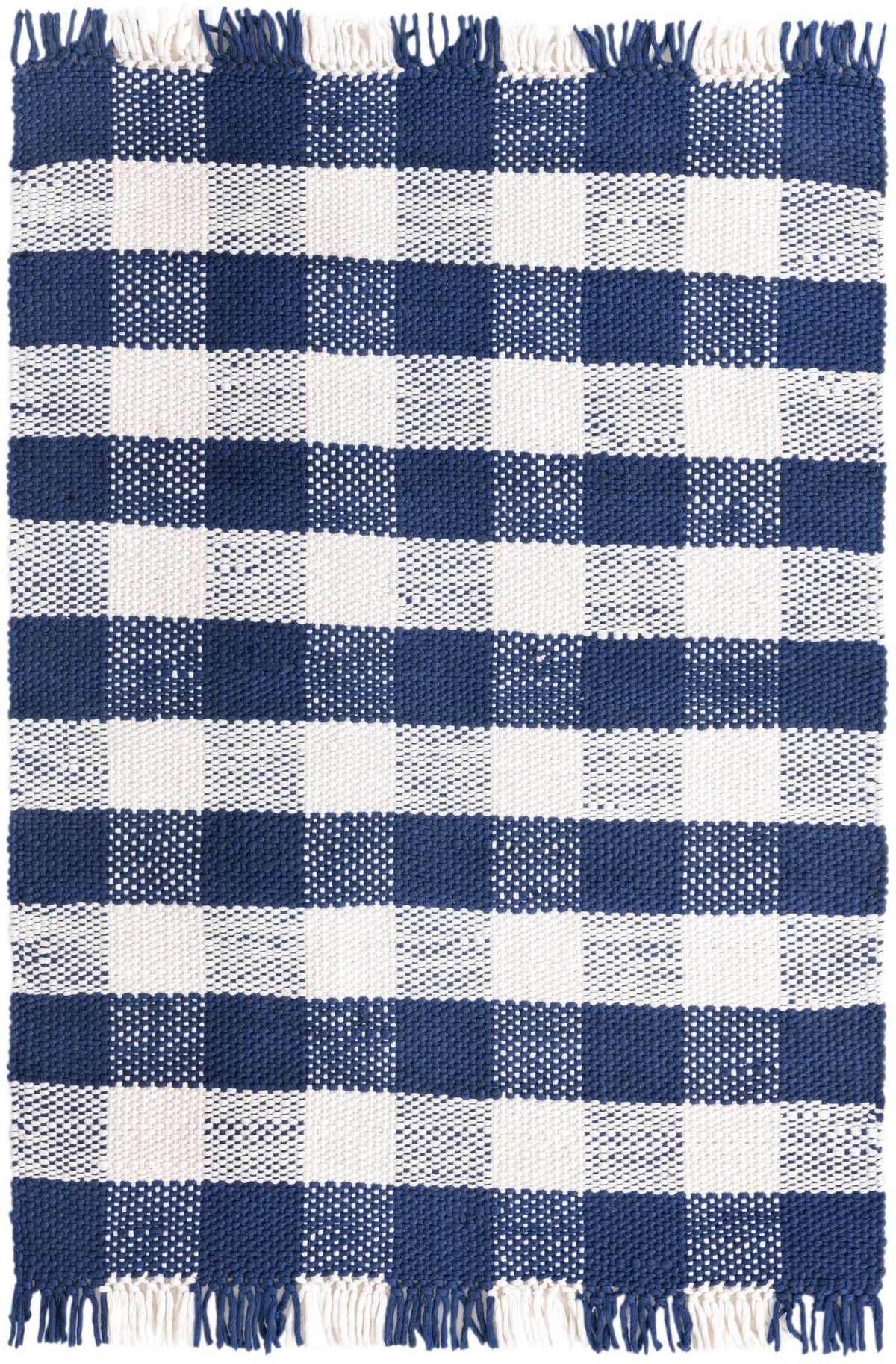 Sustainable Grid Indoor-Outdoor Oasis Collection Area Rug - Savannah Rectangle Navy Blue Main