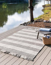 Sustainable Grid Indoor-Outdoor Oasis Collection Area Rug - Savannah Rectangle Gray  lifestyle 6