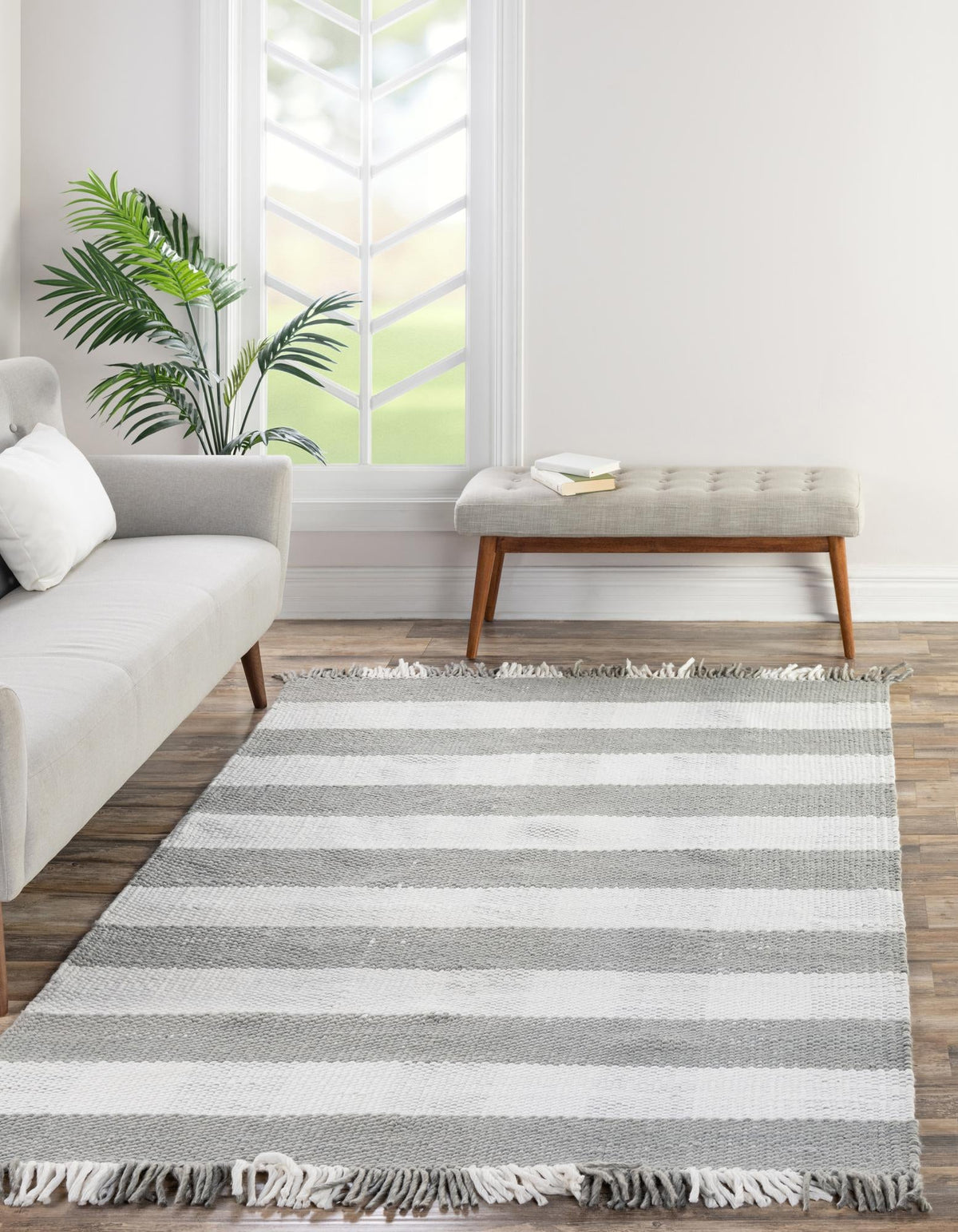 Sustainable Grid Indoor-Outdoor Oasis Collection Area Rug - Savannah Rectangle Gray  lifestyle 9