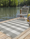 Sustainable Grid Indoor-Outdoor Oasis Collection Area Rug - Savannah Rectangle Gray  lifestyle 24