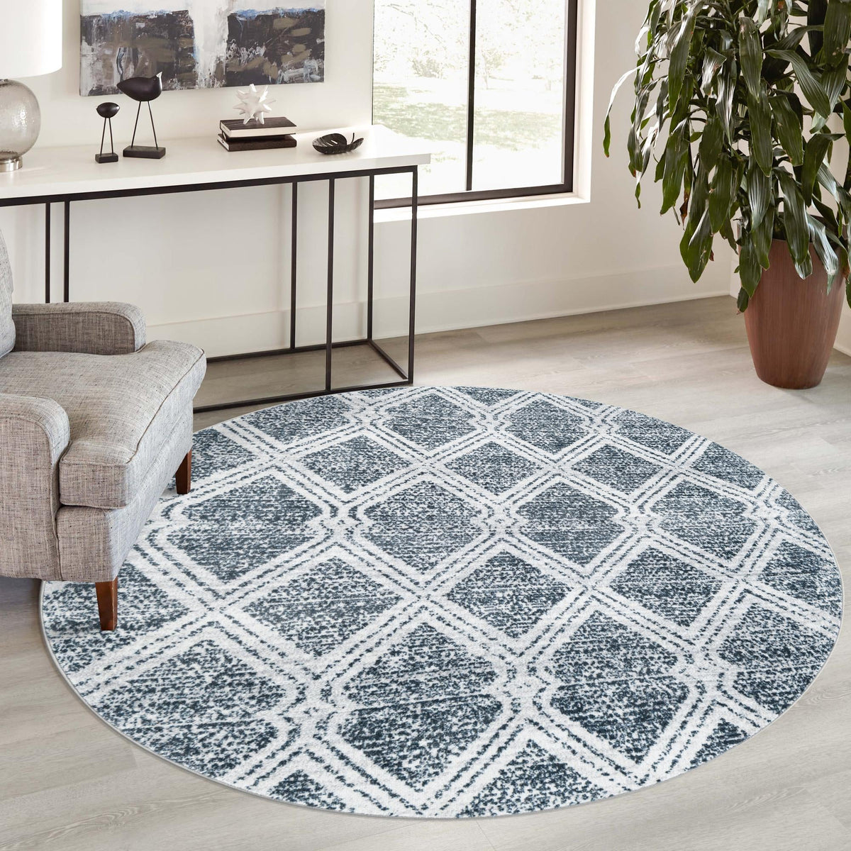 Aegean Elegance Washables Collection Area Rug -  Tinos Round Ivory  lifestyle 126