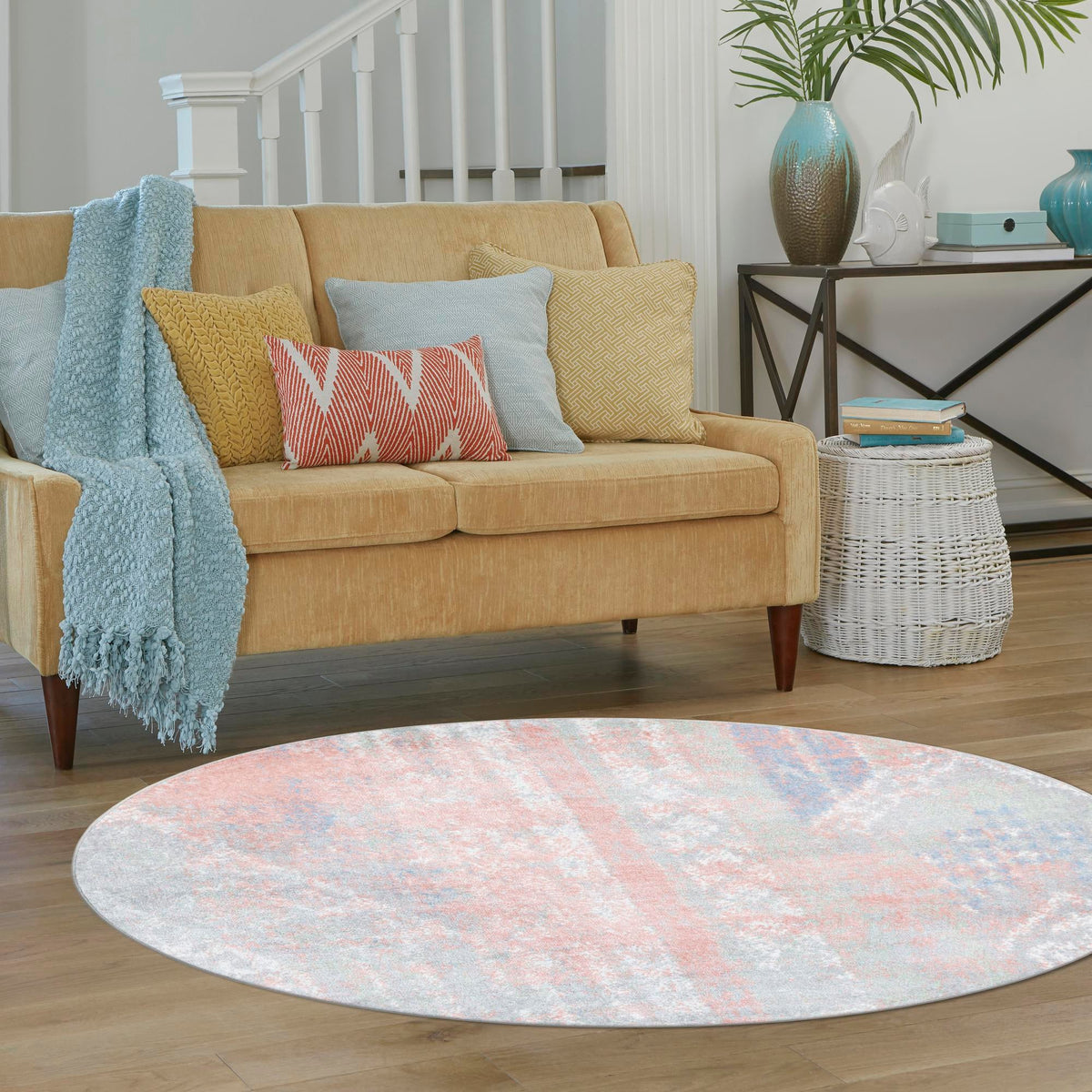 Aegean Elegance Washables Collection Area Rug -  Zakynthos Round Multi  lifestyle 93