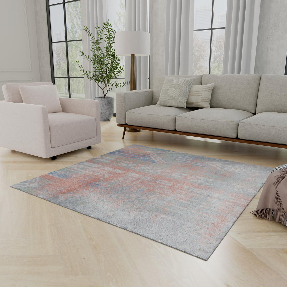 Aegean Elegance Washables Collection Area Rug -  Zakynthos Square Multi  lifestyle 94