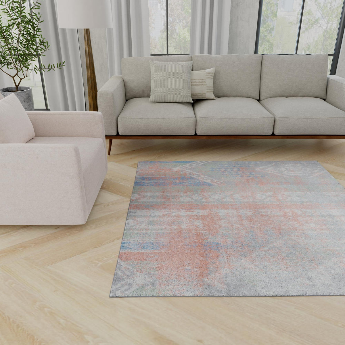Aegean Elegance Washables Collection Area Rug -  Zakynthos Square Multi  lifestyle 95
