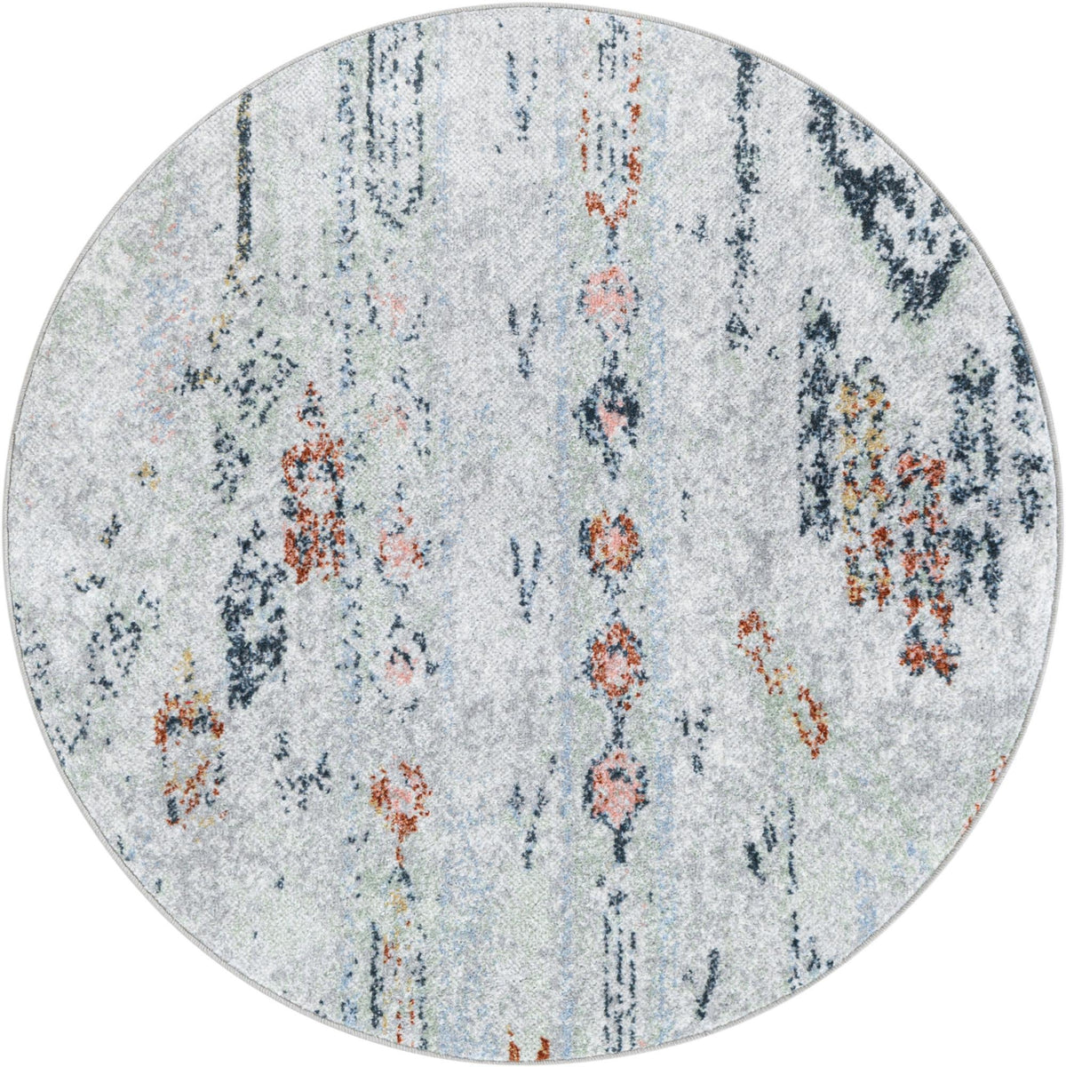 Aegean Elegance Washables Collection Area Rug -  Zakynthos Round Ivory and Gray  lifestyle 95