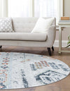 Aegean Elegance Washables Collection Area Rug -  Zakynthos Round Ivory Gray  lifestyle 48