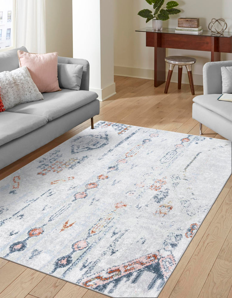 Aegean Elegance Washables Collection Area Rug -  Zakynthos Rectangle Ivory Gray  lifestyle 3