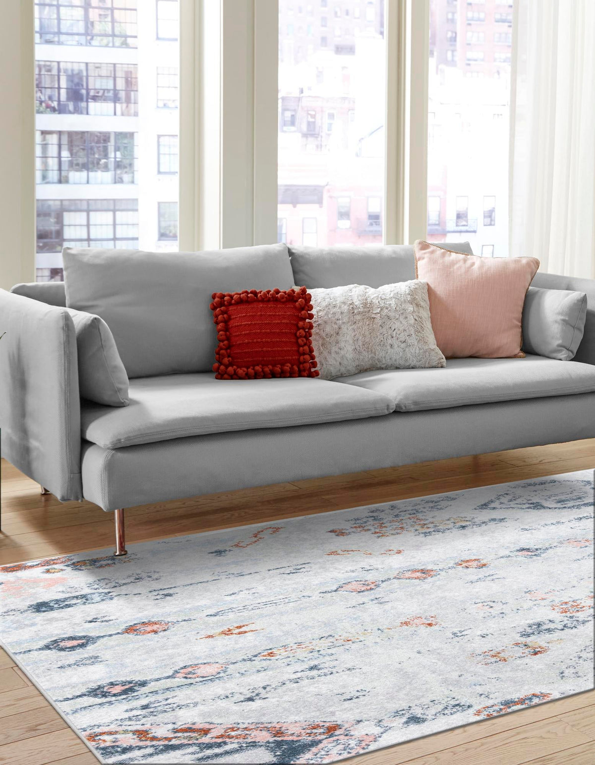 Aegean Elegance Washables Collection Area Rug -  Zakynthos Rectangle Ivory Gray  lifestyle 5