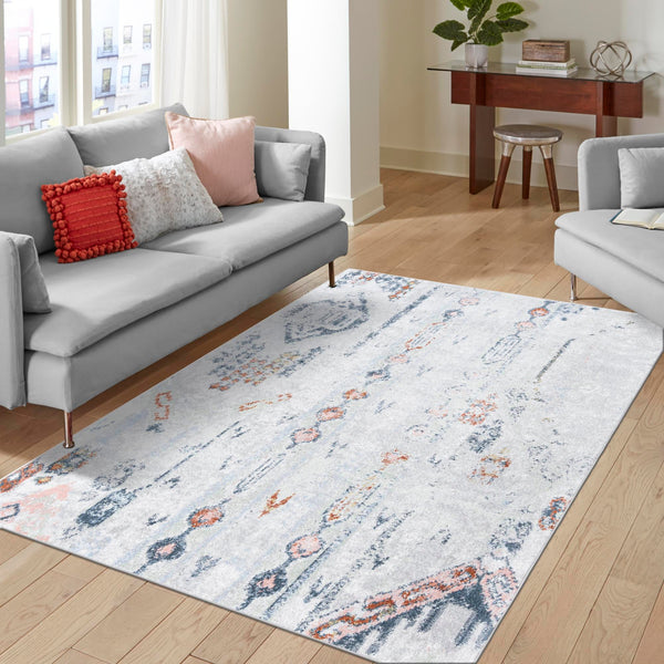 Aegean Elegance Washables Collection Area Rug -  Zakynthos Rectangle Ivory Gray  lifestyle 28