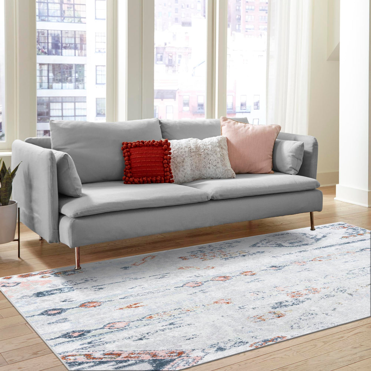 Aegean Elegance Washables Collection Area Rug -  Zakynthos Rectangle Ivory Gray  lifestyle 30