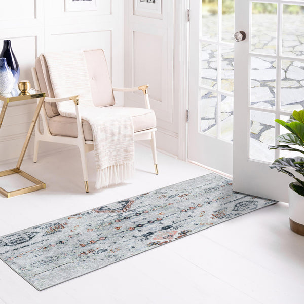 Aegean Elegance Washables Collection Area Rug -  Zakynthos Runner Ivory Gray  lifestyle 91