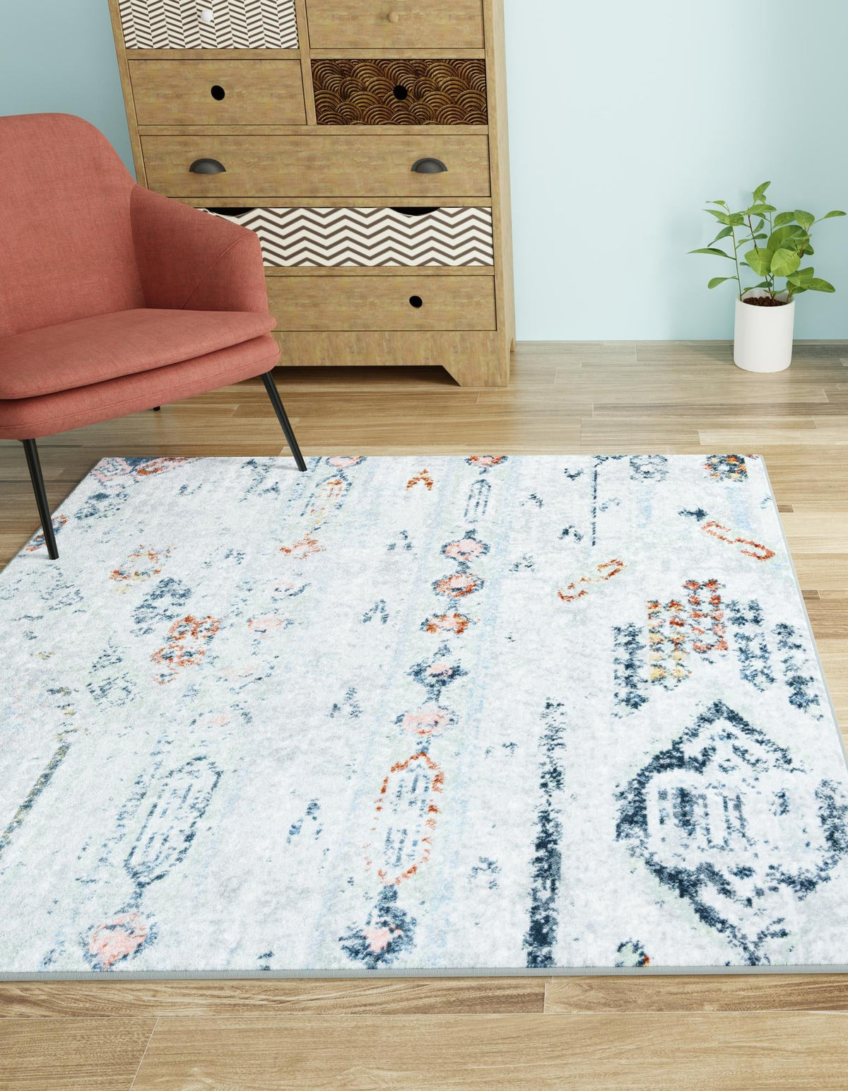 Aegean Elegance Washables Collection Area Rug -  Zakynthos Square Ivory Gray  lifestyle 51