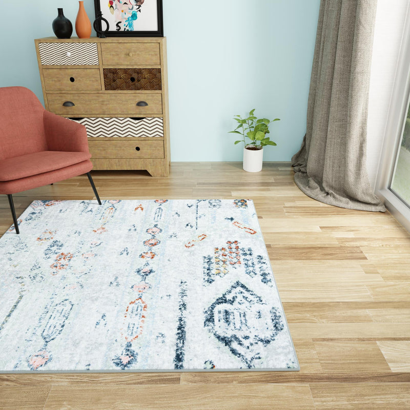 Aegean Elegance Washables Collection Area Rug -  Zakynthos Square Ivory Gray  lifestyle 71