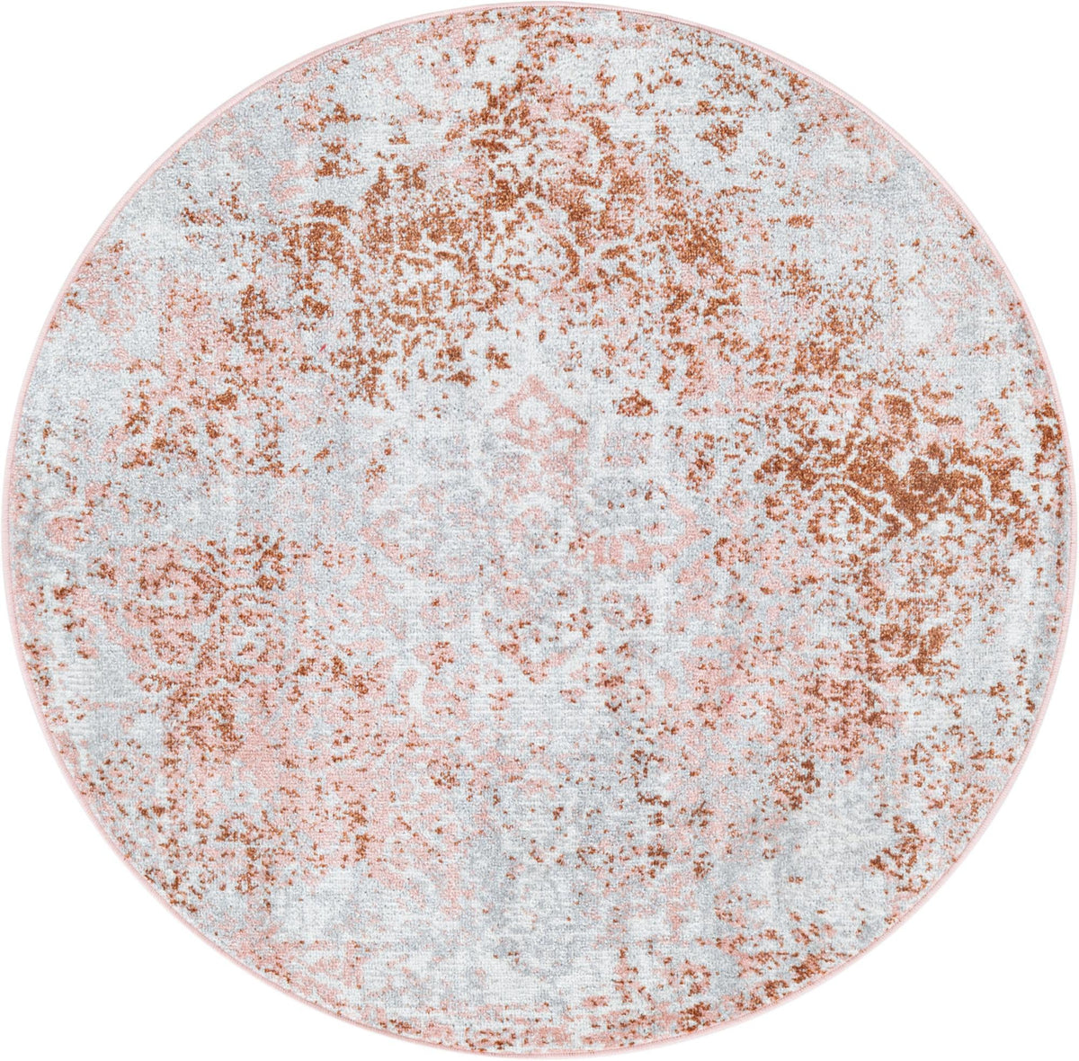 Aegean Elegance Washables Collection Area Rug -  Serifos Round Rose Pink  lifestyle 101