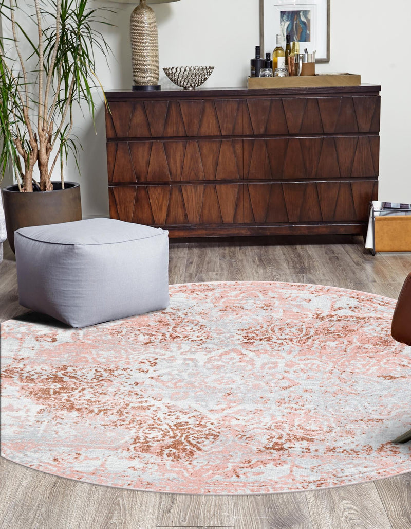 Aegean Elegance Washables Collection Area Rug -  Serifos Round Rose Pink  lifestyle 58