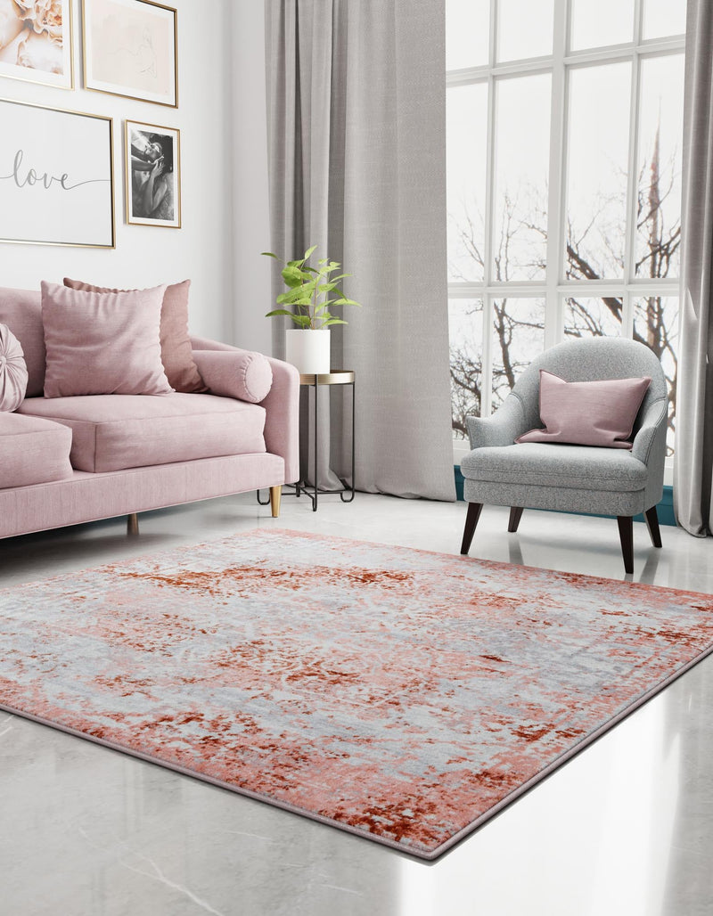Aegean Elegance Washables Collection Area Rug -  Serifos Square Rose Pink  lifestyle 48