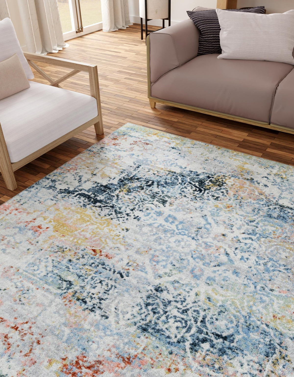 Aegean Elegance Washables Collection Area Rug -  Serifos Square Multi  lifestyle 49