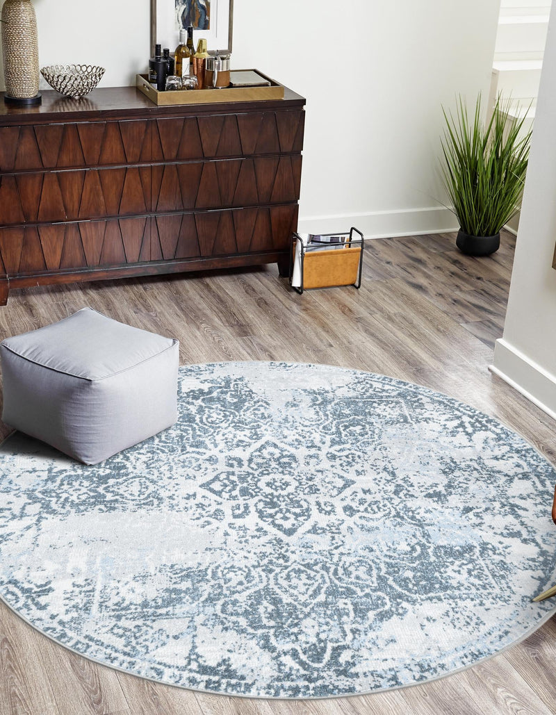 Aegean Elegance Washables Collection Area Rug -  Serifos Round Navy Blue  lifestyle 38