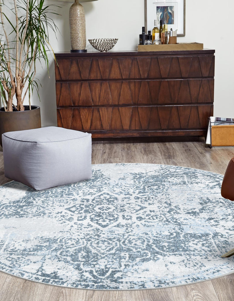 Aegean Elegance Washables Collection Area Rug -  Serifos Round Navy Blue  lifestyle 44