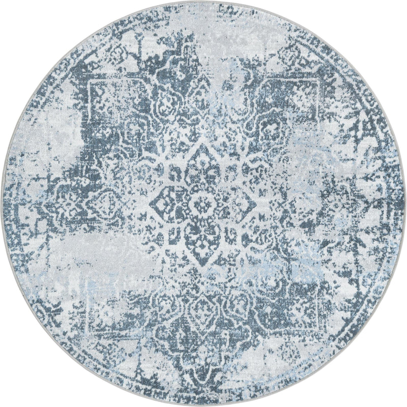 Aegean Elegance Washables Collection Area Rug -  Serifos Round Navy Blue  lifestyle 32