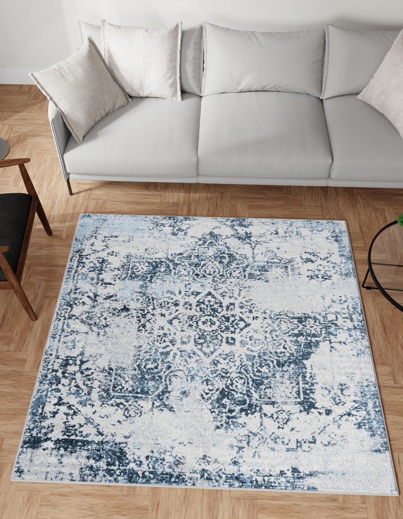 Aegean Elegance Washables Collection Area Rug -  Serifos Square Navy Blue  lifestyle 50