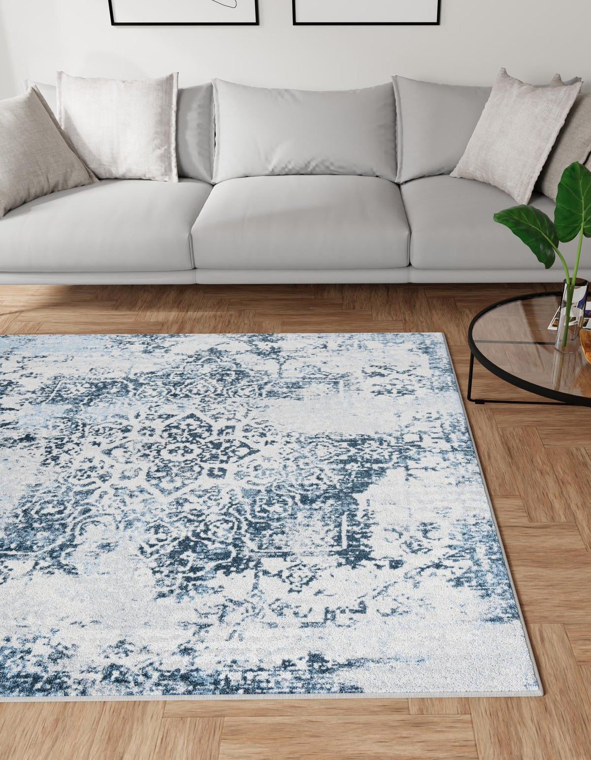 Aegean Elegance Washables Collection Area Rug -  Serifos Square Navy Blue  lifestyle 62
