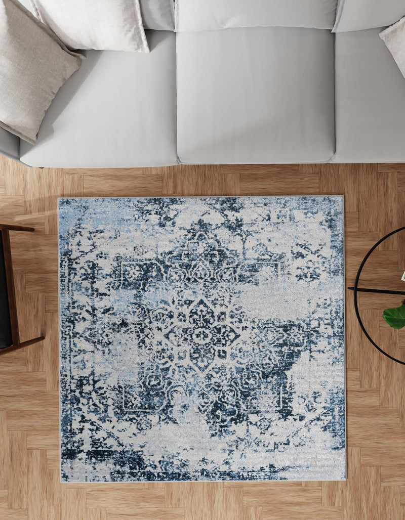 Aegean Elegance Washables Collection Area Rug -  Serifos Square Navy Blue  lifestyle 81