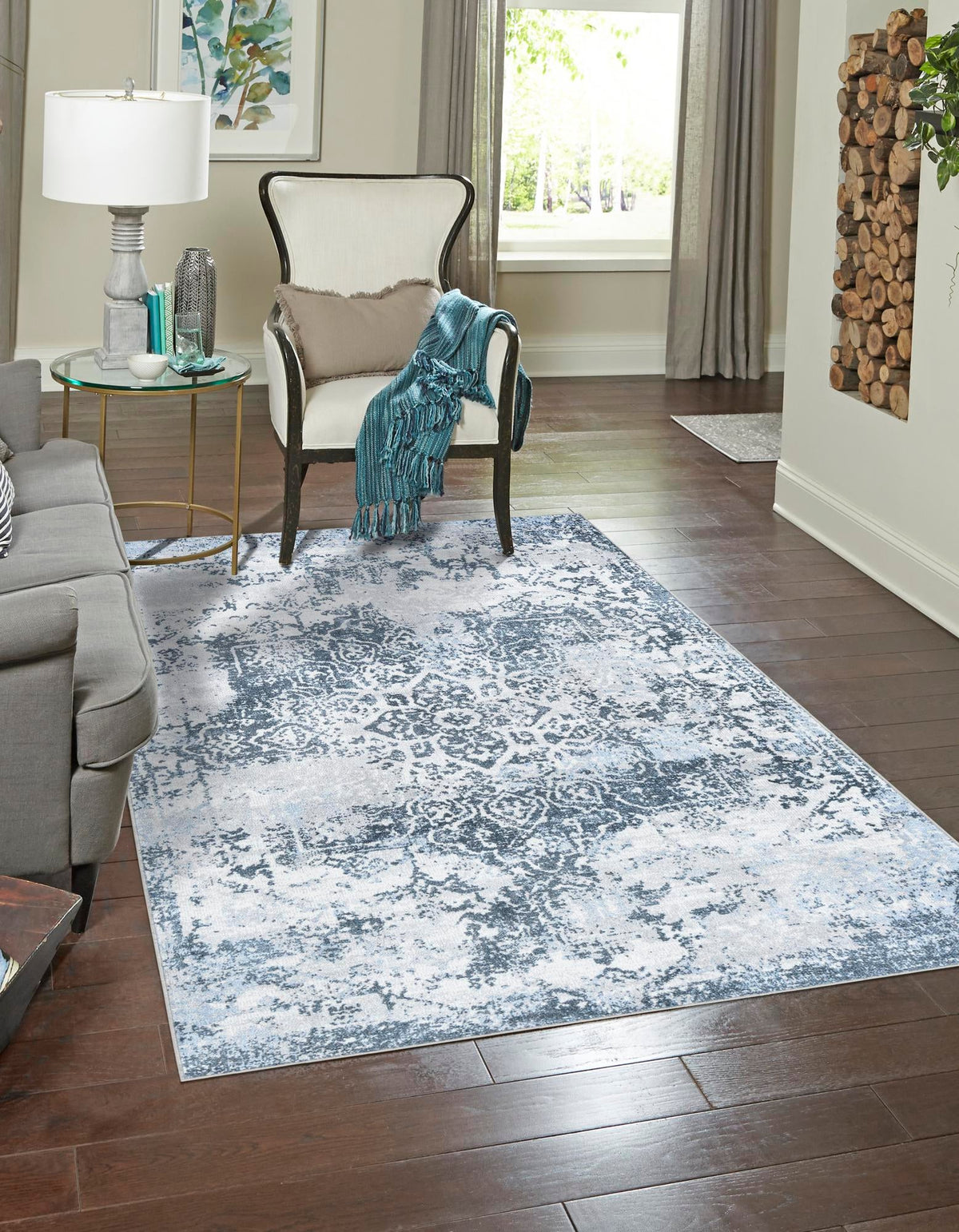 Aegean Elegance Washables Collection Area Rug -  Serifos Rectangle Navy Blue  lifestyle 3