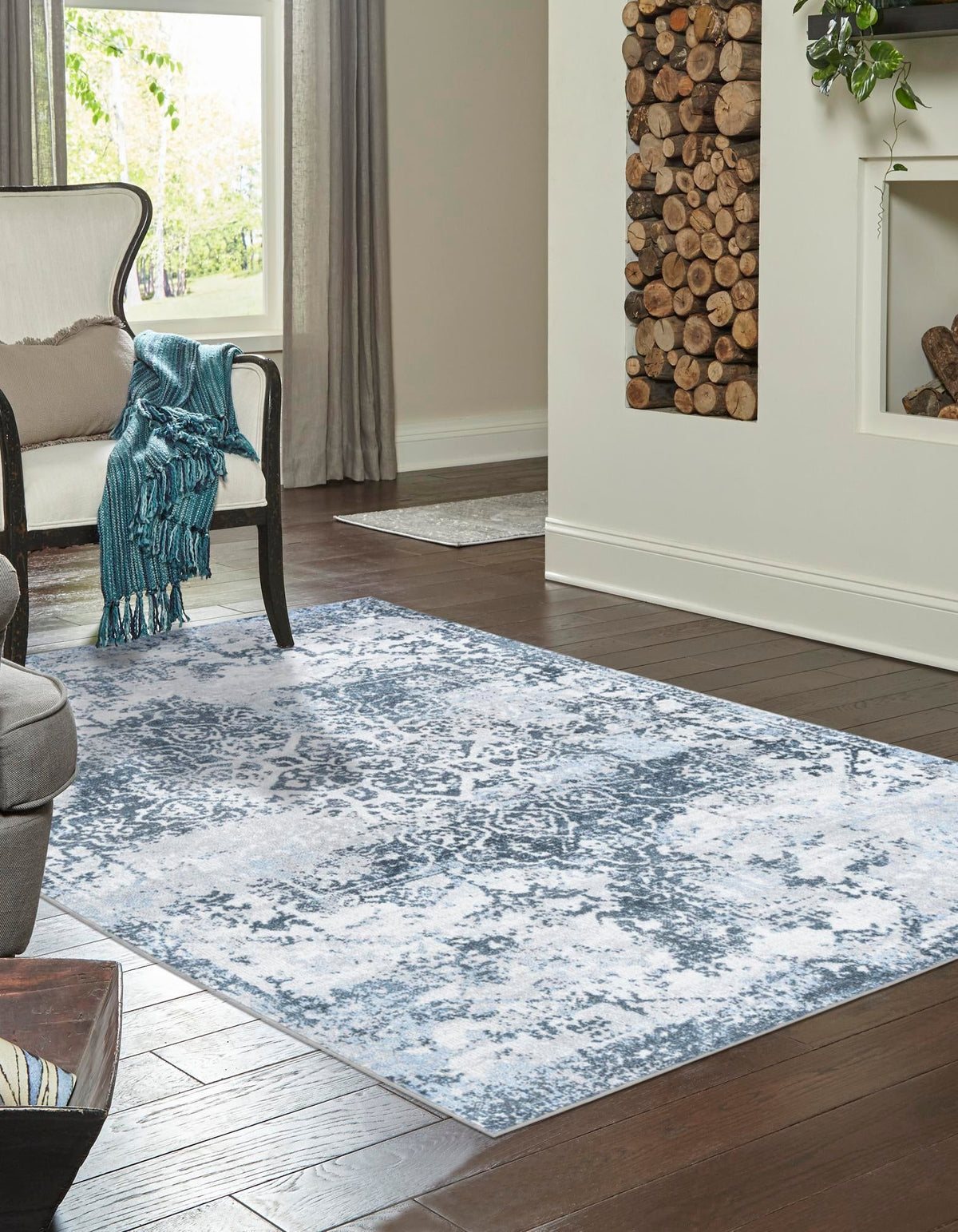 Aegean Elegance Washables Collection Area Rug -  Serifos Rectangle Navy Blue  lifestyle 5