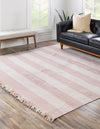 Sustainable Grid Indoor-Outdoor Oasis Collection Area Rug - Savannah Square Pink  lifestyle 97