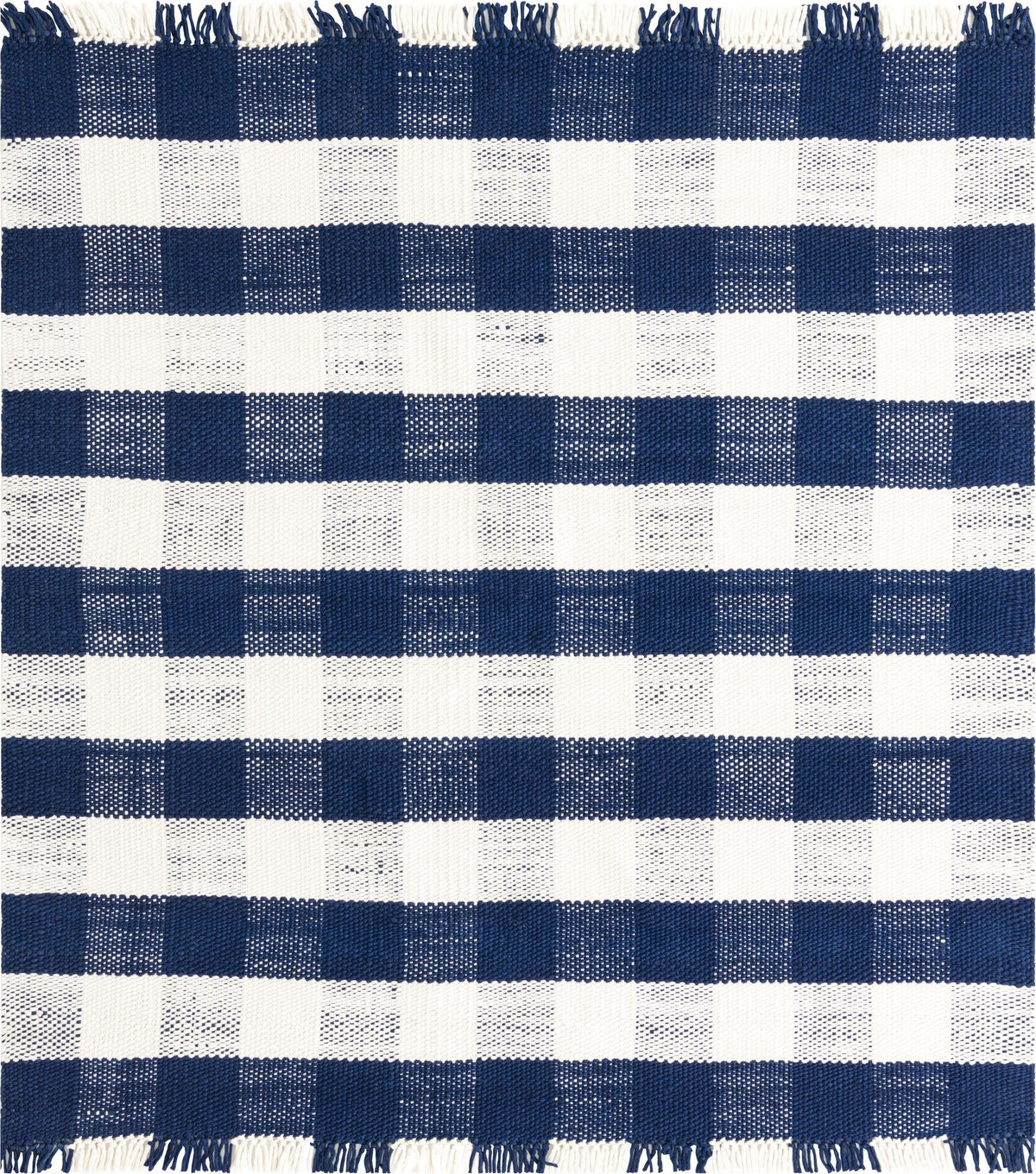 Sustainable Grid Indoor-Outdoor Oasis Collection Area Rug - Savannah Square Navy Blue  lifestyle 71