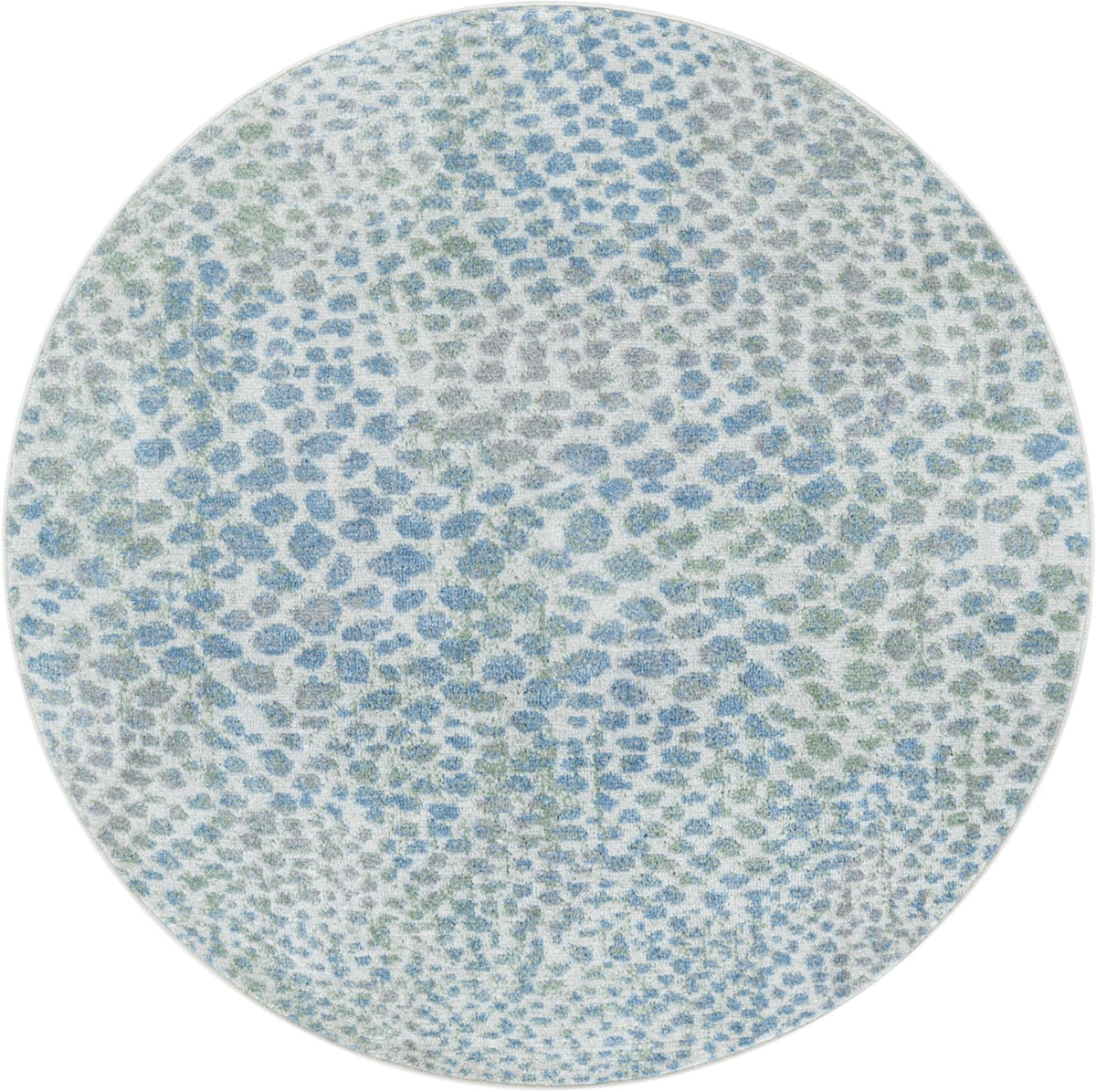 Aegean Elegance Washables Collection Area Rug -  Mykonos Round Ivory and Blue  lifestyle 93