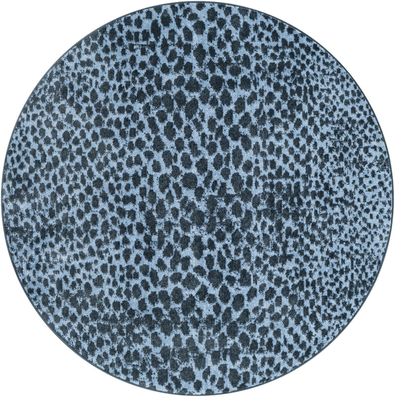 Aegean Elegance Washables Collection Area Rug -  Mykonos Round Navy Blue  lifestyle 50