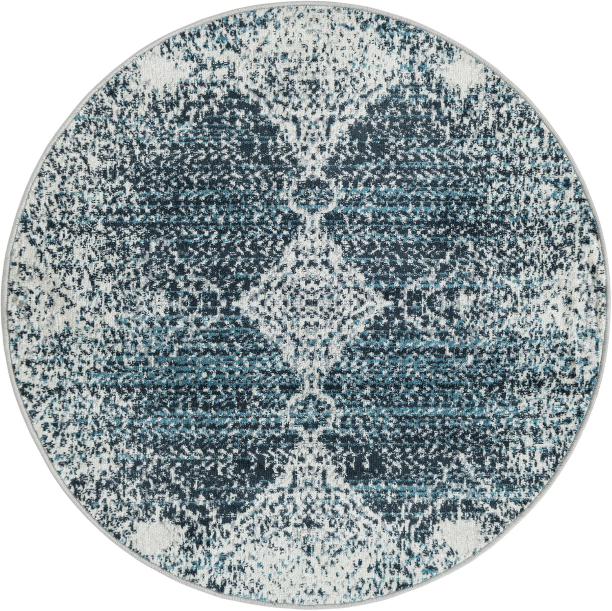 Aegean Elegance Washables Collection Area Rug -  Naxos Round Navy Blue  lifestyle 19
