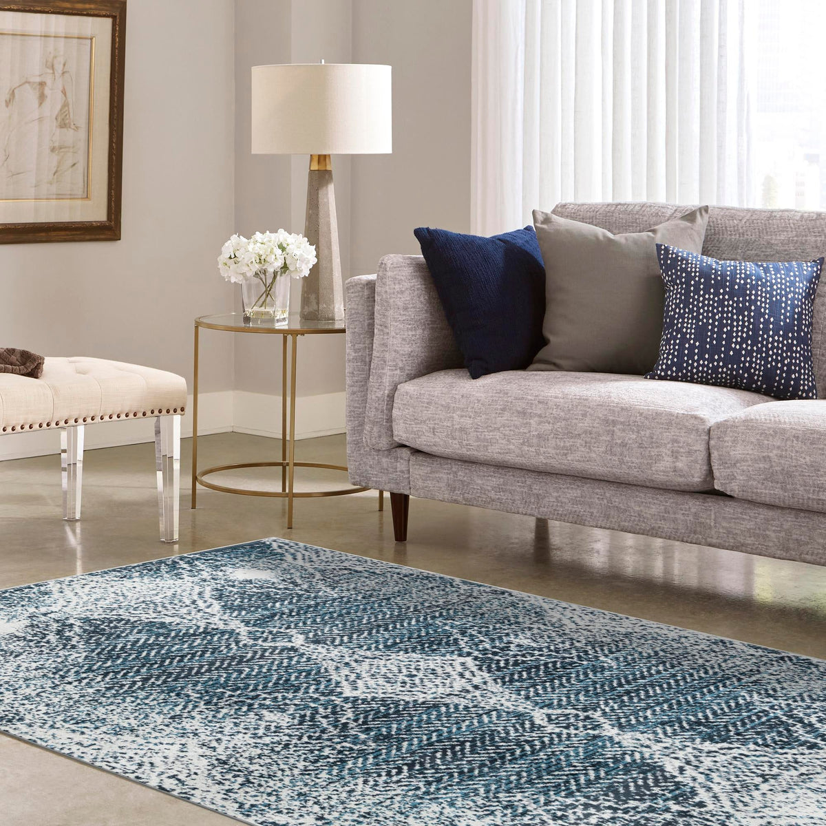 Aegean Elegance Washables Collection Area Rug -  Naxos Rectangle Navy Blue  lifestyle 20