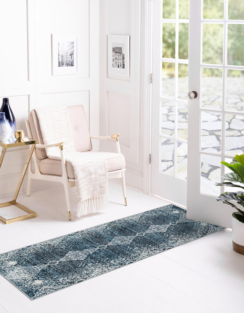 Aegean Elegance Washables Collection Area Rug -  Naxos Runner Navy Blue  lifestyle 33