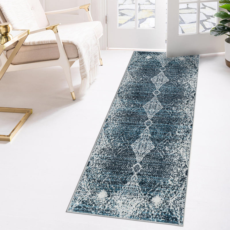 Aegean Elegance Washables Collection Area Rug -  Naxos Runner Navy Blue  lifestyle 103