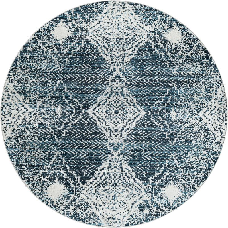 Aegean Elegance Washables Collection Area Rug -  Naxos Round Navy Blue  lifestyle 79